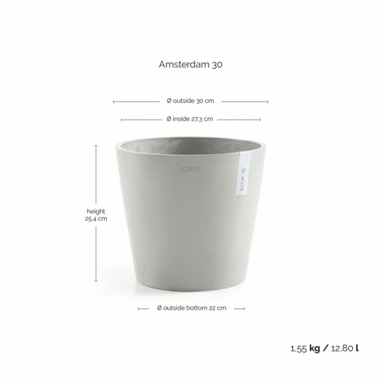 Amsterdam round pot 30 White Grey Amsterdam pot 