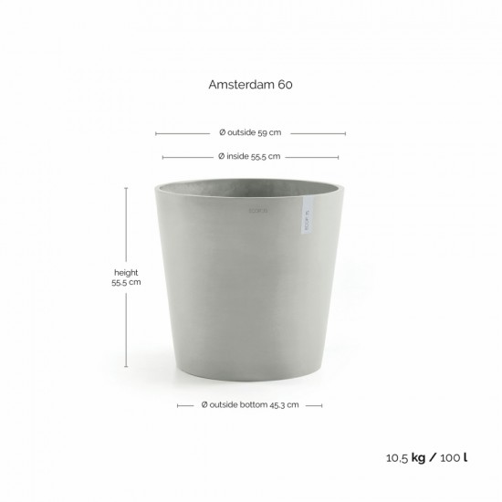 Amsterdam round pot 60 White Grey Amsterdam pot 