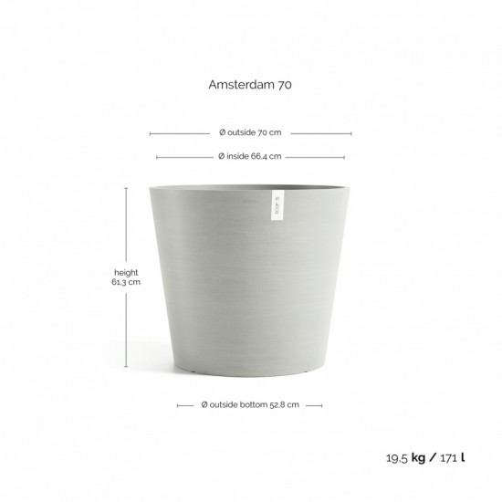 Amsterdam round pot 70 White Grey Amsterdam pot 