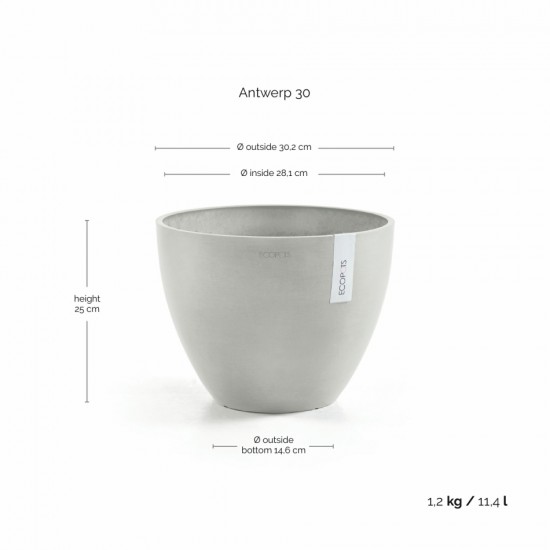 Antwerp round pot 30 White Grey Antwerp pot 