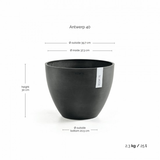 Antwerp round pot 40 Dark Grey Antwerp pot 