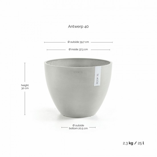 Antwerp round pot 40 White Grey Antwerp pot 