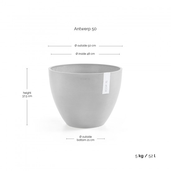 Antwerp round pot 50 White Grey Antwerp pot 