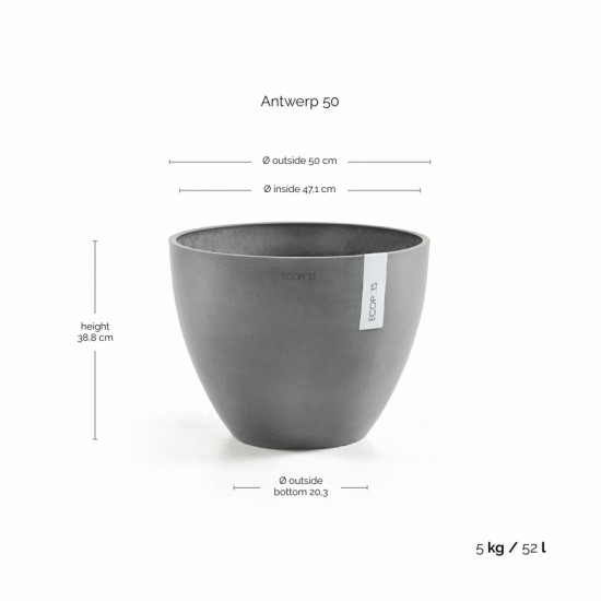 Antwerp round pot 50 Grey Antwerp pot 
