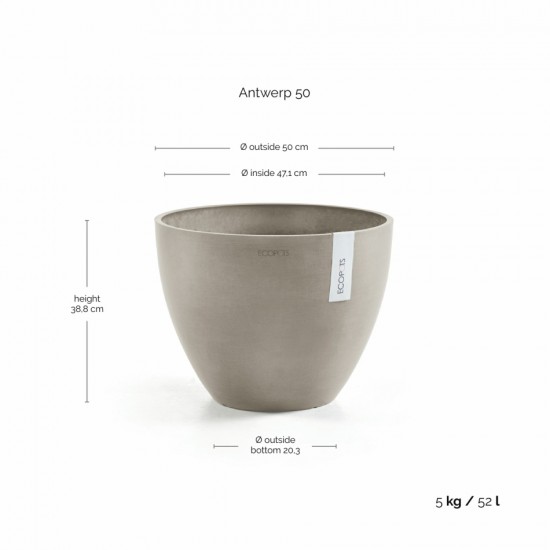 Antwerp round pot 50 Taupe Antwerp pot 