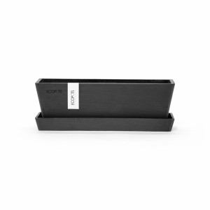 Rectangular planter Bruges Mini 25 Dark Grey with saucer