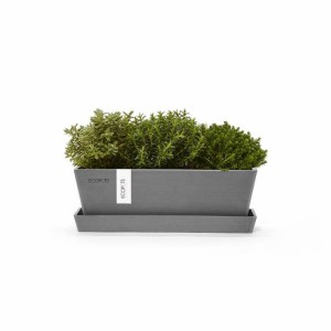 Rectangular planter Bruges Mini 25 Grey with saucer