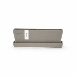 Rectangular planter Bruges Mini 25 Taupe with saucer