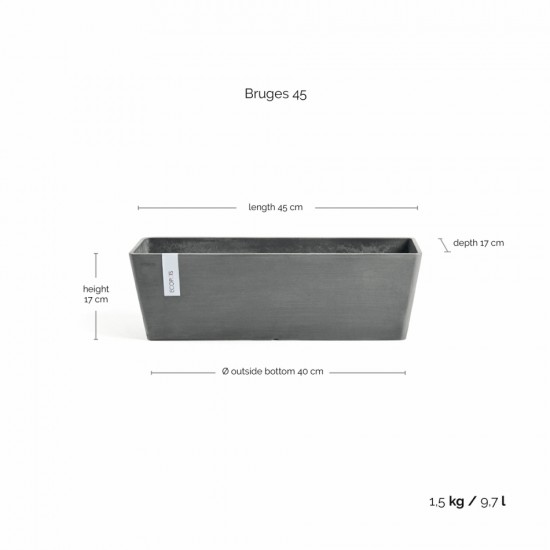 Rectangular planter Bruges 45 Grey Renctangular bruges