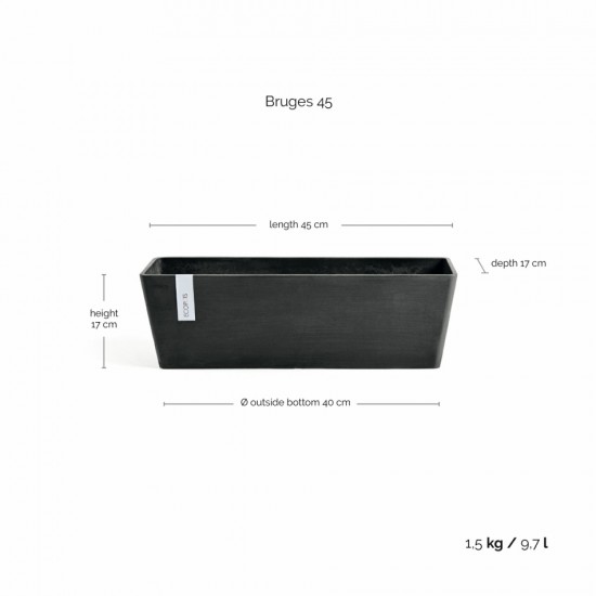 Rectangular planter Bruges 45 Dark Grey Renctangular bruges