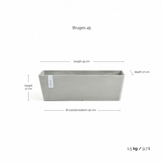 Rectangular planter Bruges 45 White Grey Renctangular bruges