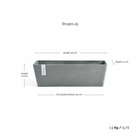 Rectangular planter Bruges 45 Blue Grey Renctangular bruges