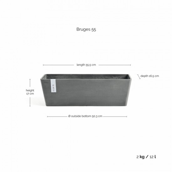 Rectangular planter Bruges 55 Grey Renctangular bruges