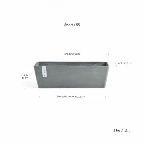 Rectangular planter Bruges 55 Blue Grey Renctangular bruges