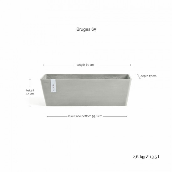 Rectangular planter Bruges 65 White Grey Renctangular bruges