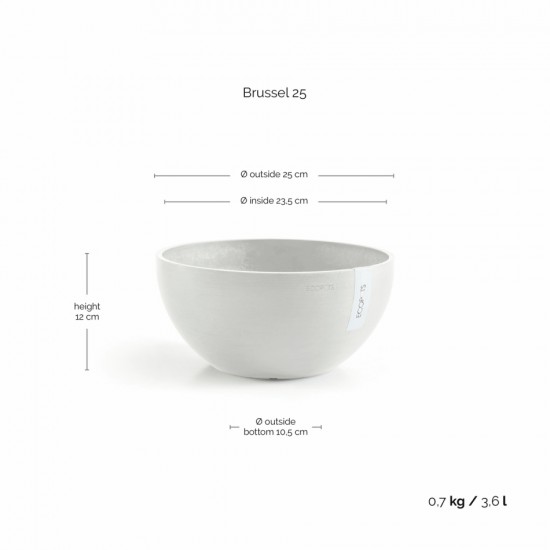 Round bowl pot Brussels 25 Pure White Brussels pot 