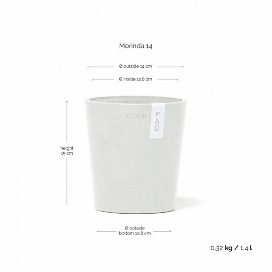 Morinda orchid pot 14 Pure White Small pots