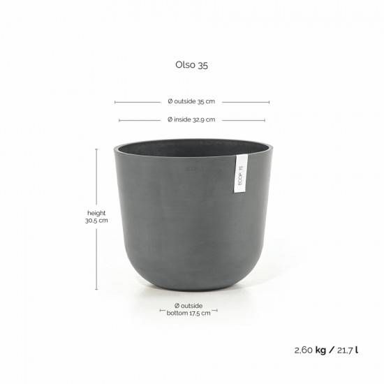 Oslo round pot 35 Grey Oslo pot 