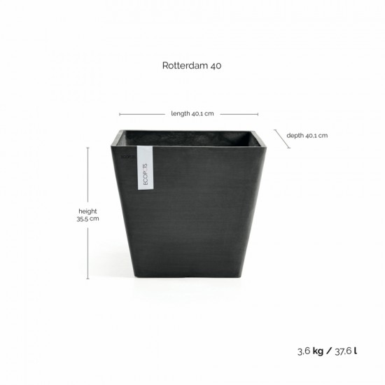 Rotterdam square pot 40 Dark Grey Rotterdam pot 