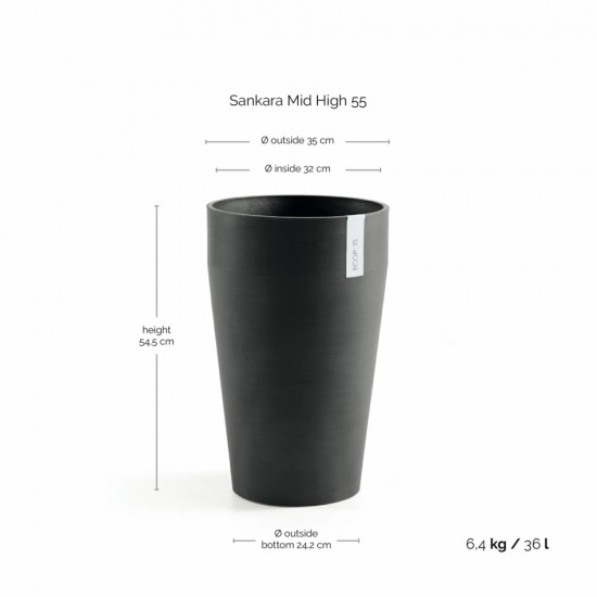 Sankara Mid High pot 55 Dark Grey Sankara pot 