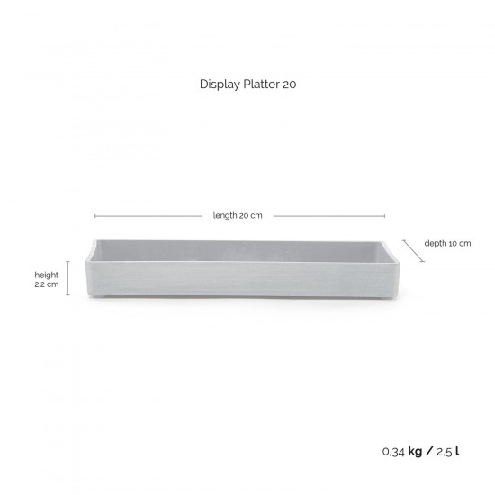 Saucer rectangular 20 Grey Display platter