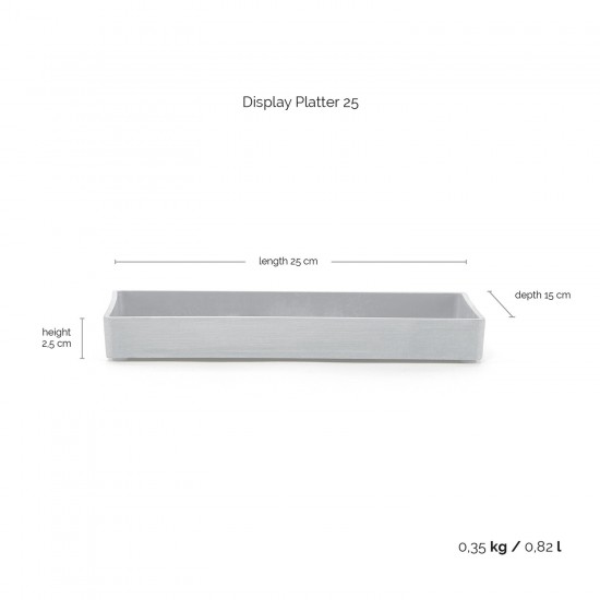 Saucer rectangular 25 Grey Display platter