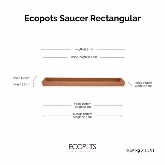 Saucer rectangular 55 Terracotta Rectangular saucers 