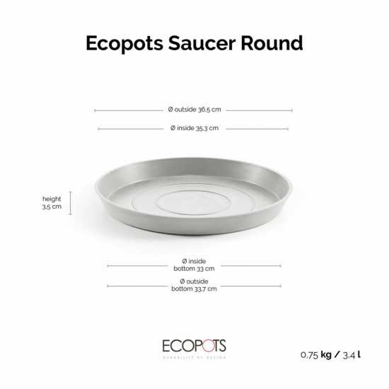 Saucer round 40 White Grey Round saucers 