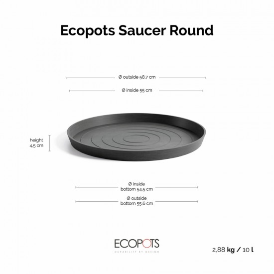 Saucer round 70 Dark Grey Round saucers 