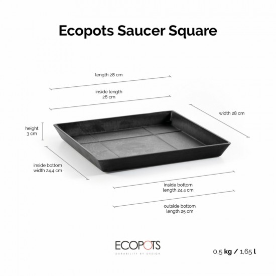 Saucer square 30 Dark Grey Square saucers 