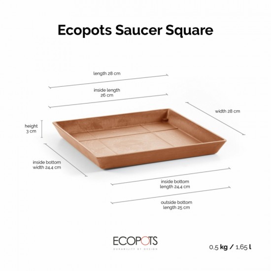 Saucer square 30 Terracotta Square saucers 