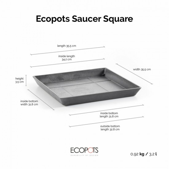 Saucer square 40 Grey Square saucers 