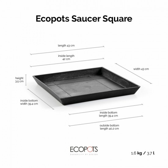 Saucer square 50 Dark Grey Square saucers 