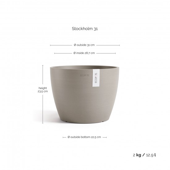 Stockholm Large round pot 30 Taupe Medium pots