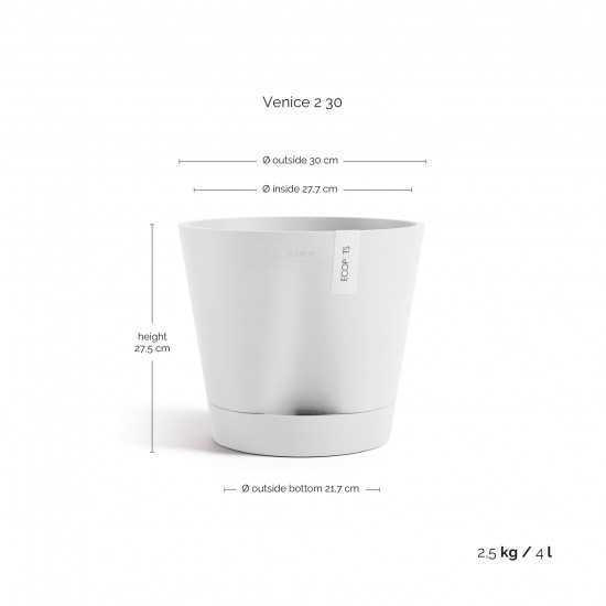 Venice2 round pot 30 Pure White Venice pot