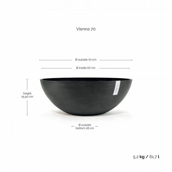 Vienna round pot 70 Dark Grey Vienna pot 